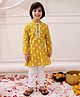 KID1 Cotton Woven Full Sleeves Floral Printed & Threadwork Embroidered Kurta Pyjama Set - Mustard