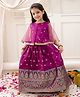 KID1 Brocade Woven Onam Theme Sleeveless Floral & Paisleys Foil Printed Cape Attached Pattu Gown - Purple