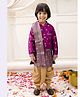 KID1 Brocade Woven Onam Theme Full Sleeves Floral & Paisleys Foil Printed Dhoti Sherwani With Stole Set - Purple