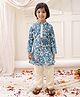 KID1 Cotton Woven Full Sleeves Madhubani Art Printed Kurta Pyjama Set - Blue