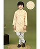 BT DEZINES Cotton Woven Full Sleeves Tie Dye Threadwork Embroidered Sequins Embellished Kurta & Pyjama Set - Saffron