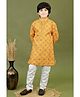 BT DEZINES Cotton Woven Full Sleeves Bandhani Designed Kurta & Pyjama Set - Mustard Yellow