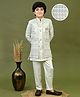 BT DEZINES Satin Woven Full Sleeves Chevron Embroidered Sequins & Pearls Embellished Sherwani Trousers With Mala Set - Off White
