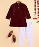 BT DEZINES Viscose Woven Full Sleeves Floral Embroidered & Sequins Embellished Kurta Pyjama Set - Maroon