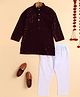 BT DEZINES Viscose Woven Full Sleeves Floral Embroidered & Sequins Embellished Kurta Pyjama Set - Wine