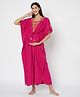 KOI SLEEPWEAR Knit Half Batwing Sleeves Floral & Paisley Embroidered Kaftan Maternity Nighty - Pink
