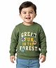Babyhug Cotton Knit Full Sleeves Sweatshirt With Text Print & Patch - Green
