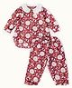 Halemons Pure Cotton Woven Full Sleeves Floral Printed Top With Coordinating Pant Set - Red