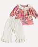 Halemons Pure Cotton Woven Full Sleeves Floral Printed Top & Palazzo Set - Pink