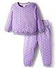Babyhug Cotton Knit Full Sleeves Co-ords Night Suit With Polka Dot Print - Lavender