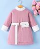 Mark & Mia Full Sleeves Winter Frock with Cable Knit Design & Pouch Attached Belt - Pink