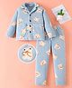 Mark & Mia Full Sleeves Winter Wear Night Suit With Animal Print - Light Blue