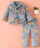 Mark & Mia Full Sleeves Winter Wear Co-ords Night Suit With Animal Print - Grey
