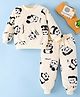 Mark & Mia Full Sleeves Winter Wear Co-ords Night Suit With Panda Print - Cream