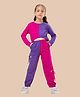 Tiara 100% Cotton Jersey Knit Full Sleeves Cut & Sew Crop Top With Coordinating  Joggers Set - Pink