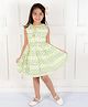 Ka-mee Cotton Woven Sleeveless Abstract Printed Dress - Green