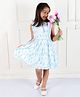 Ka-mee Cotton Woven Sleeveless Droplets Printed Dress - Blue