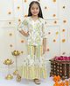 Ka-mee Cotton Woven Three Fourth Sleeves Floral Printed Gota Lace Embellished Kurti & Sharara Set - Yellow