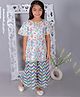 Ka-mee Cotton Woven Half Sleeves Floral Printed Gota Lace Embellished Kurti & Sharara Set - White