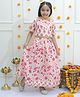 Ka-mee Cotton Woven Half Sleeves Floral Printed Gota Lace Embellished Lehenga Choli With Dupatta Set - Red & White