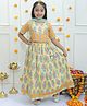 Ka-mee Cotton Woven Half Sleeves Floral Printed Gota Lace Embellished Lehenga Choli With Dupatta Set - Yellow