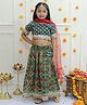 Ka-mee Cotton Woven Half Sleeves Floral Printed Gota Lace Embellished Lehenga Choli With Dupatta Set - Green