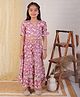 Ka-mee Cotton Woven Half Peasant Sleeves Floral Printed Gota Lace Embellished Coordinating Lehenga Choli Set - Purple