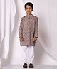 Ka-mee Cotton Woven Full Sleeves Floral Motifs Printed Kurta Pyjama Set - Grey