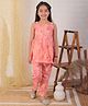 Ka-mee Cotton Woven Sleeveless Floral Printed Tunic Top & Coordinating Pant Set - Pink