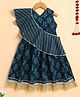 The Magic Wand Cotton Woven Sleeveless Floral Motifs Printed Gota Lace Embellished Dress With Detachable Dupatta - Teal Blue