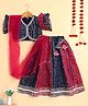 The Magic Wand Woven Half Frill Sleeves Bandhani Designed & Gota Lace Embellished Lehenga Choli With Dupatta Set - Blue