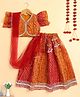 The Magic Wand Woven Half Frill Sleeves Bandhani Designed & Gota Lace Embellished Lehenga Choli With Dupatta Set - Orange