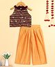 The Magic Wand Woven Sleeveless Sequins Embellished Threadwork Embroidered Top & Palazzo Set - Orange