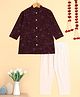 The Magic Wand Cotton Woven Full Sleeves Floral Printed Kurta & Pyjama Set - Wine