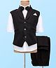 Rikidoos Full Sleeves Checked 3 Piece Party Suit With Bow Set - White & Black