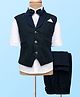 Rikidoos Full Sleeves Checked 3 Piece Party Suit With Bow Set - White & Peacock