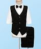 Rikidoos Full Sleeves Checked 3 Piece Party Suit With Bow Set - White & Black