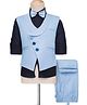 Rikidoos Full Sleeves Textured 3 Piece Party Suit With Bow Set - Navy & Light Blue
