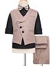 Rikidoos Full Sleeves Solid 3 Piece Party Suit With Bow Set - Black & Brown