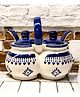 VOIDROP Traditional Ceramic Spice Jar Condiment Set 200 ml with Lids, Handles & Spoons (Blue)