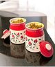 VOIDROP Set of 2 Red Ceramic Jars Handmade Storage Containers with Lid, Ceramic Pickle Jar  300 ml