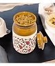 VOIDROP Red Printed Ceramic Barni Jar - Handmade Storage Containers with Lid, Ceramic Pickle Jar 1 L.
