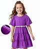 Hola Bonita Woven Half Sleeves Flutter Solid Dobby Tired Dress with Belt - Lilac