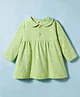 Zero Interlock Knit Full Sleeves Frock with Rainbow Print - Light Green