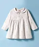Zero Interlock Knit Full Sleeves Frock with Rainbow Print - Cream
