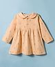 Zero Interlock Knit Full Sleeves Frock with Rainbow Print - Light Orange