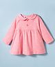 Zero Interlock Knit Full Sleeves Frock with Rainbow Print - Light Red