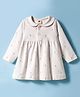 Zero Interlock Knit Full Sleeves Frock with Rainbow Print - Cream
