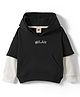Zero Looper Knit Full Doctor Sleeves Drop Shoulder Hooded Sweatshirt with Milan Embroidery & Kangaroo Pocket - Charcoal Grey & Light Grey
