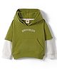Zero Looper Knit Full Doctor Sleeves Hooded Sweatshirt With Brooklyn Emrboidery & Kangaroo Pockets - Green